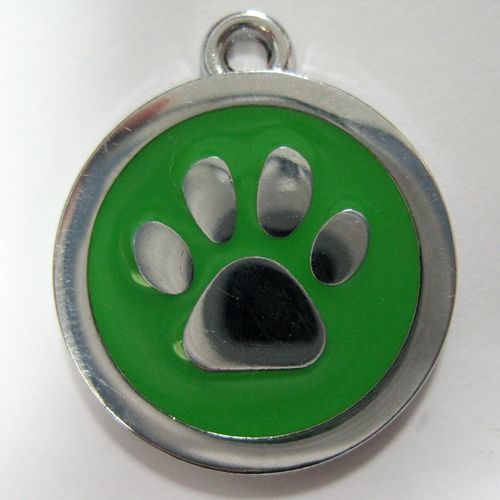 金屬-綠色狗掌形狀寵物牌
